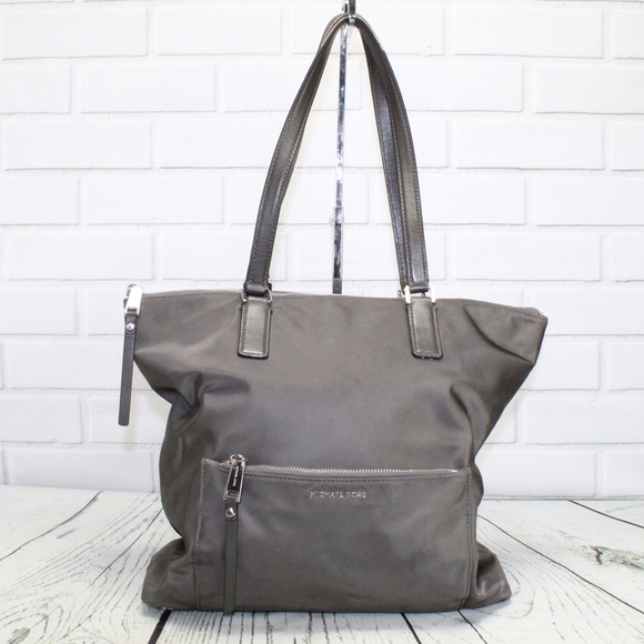 Michael Kors Handbags - Michael Korda Gray Nylon Leather Shoulder Bag